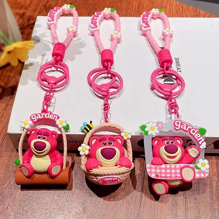 

Disney Series Cartoon Strawberry Bear Pendant Creative Keychain Exquisite Student Bag Creative Pendant
