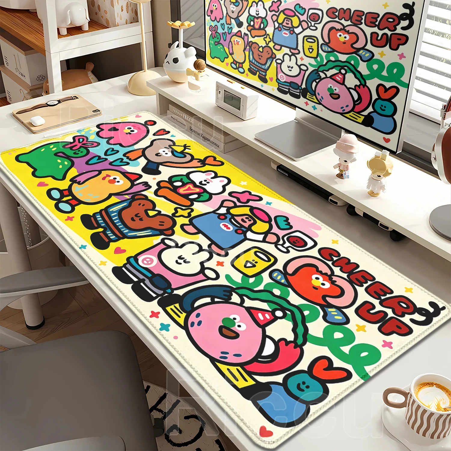 Cute Graffiti Anti-slip Leather Mousepad Office Desk Mat Mouse Pad Computer Speed Type Carpet Mat Player Laptop Keyboard Cartoon