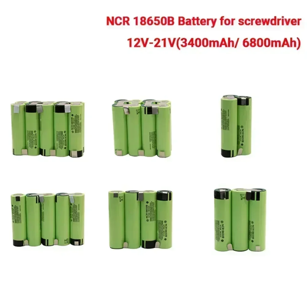 NCR18650B Rechargeable Battery Lithium Battery Pack 12V 16.8V 21V 3400mAh 6800mAh Screwdriver Battery Discharge Current 20A 1865