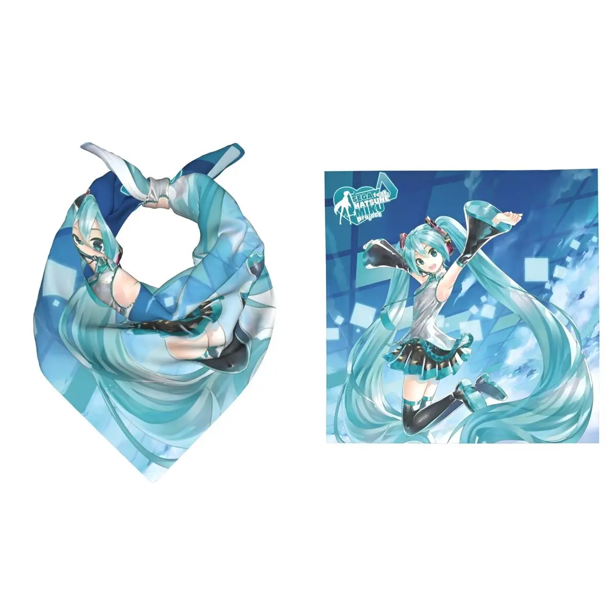 

H-Hatsunes Bandana Hip-hop Wrist Accessory Mikus Singer Music Cartoon Anime Triangle Scarf for Trips Headband Face Scarf Cover