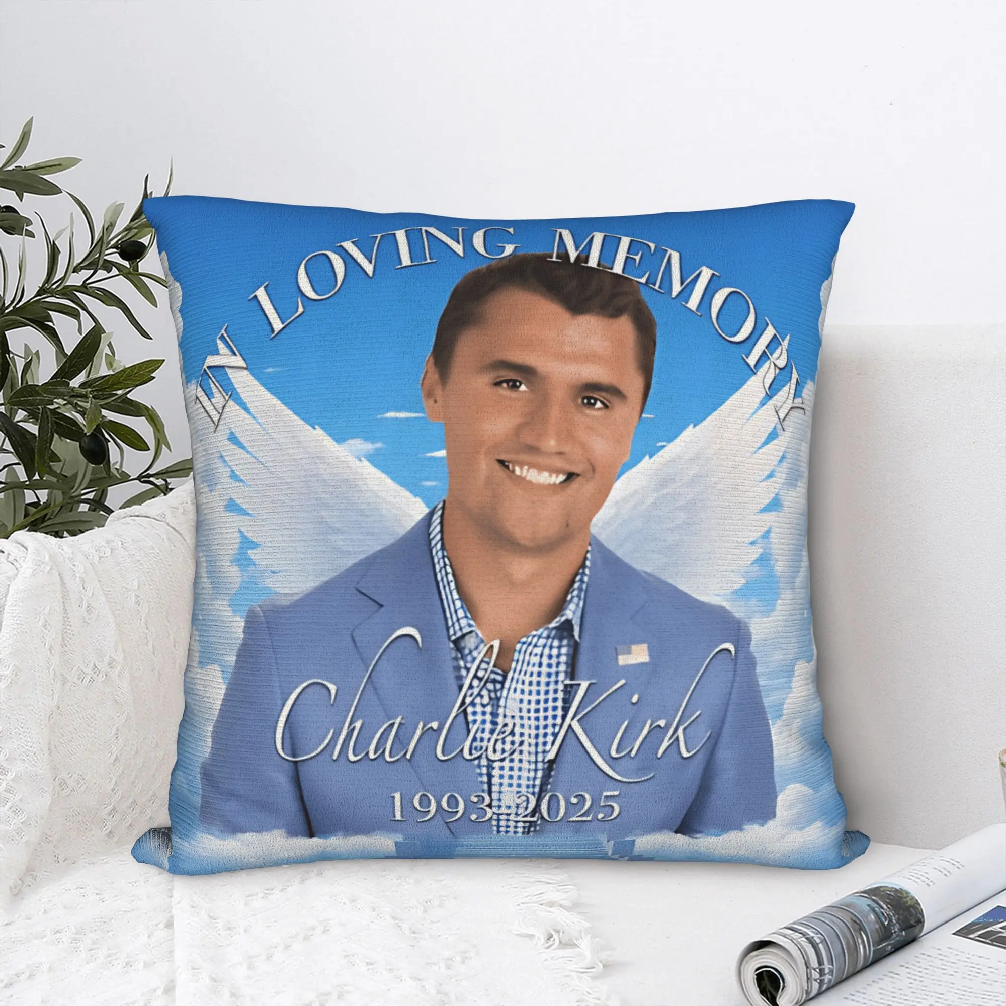 C-Charlie K-Kirk Memorial Pillowcases  Retro Trendy Pillow Case For Sofa Home Decor Square Pillow Cover