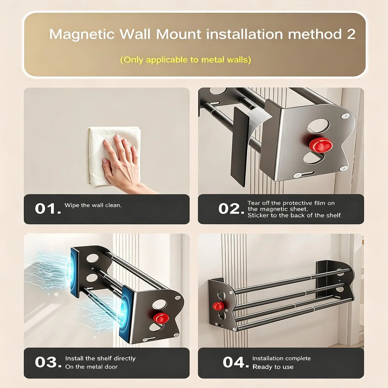 Magnetic Shoe Rack Expandable 40-73cm 2-Layer Slippers Organizer Door Sneakers Hangers for Homeowner Renter Dweller Collector
