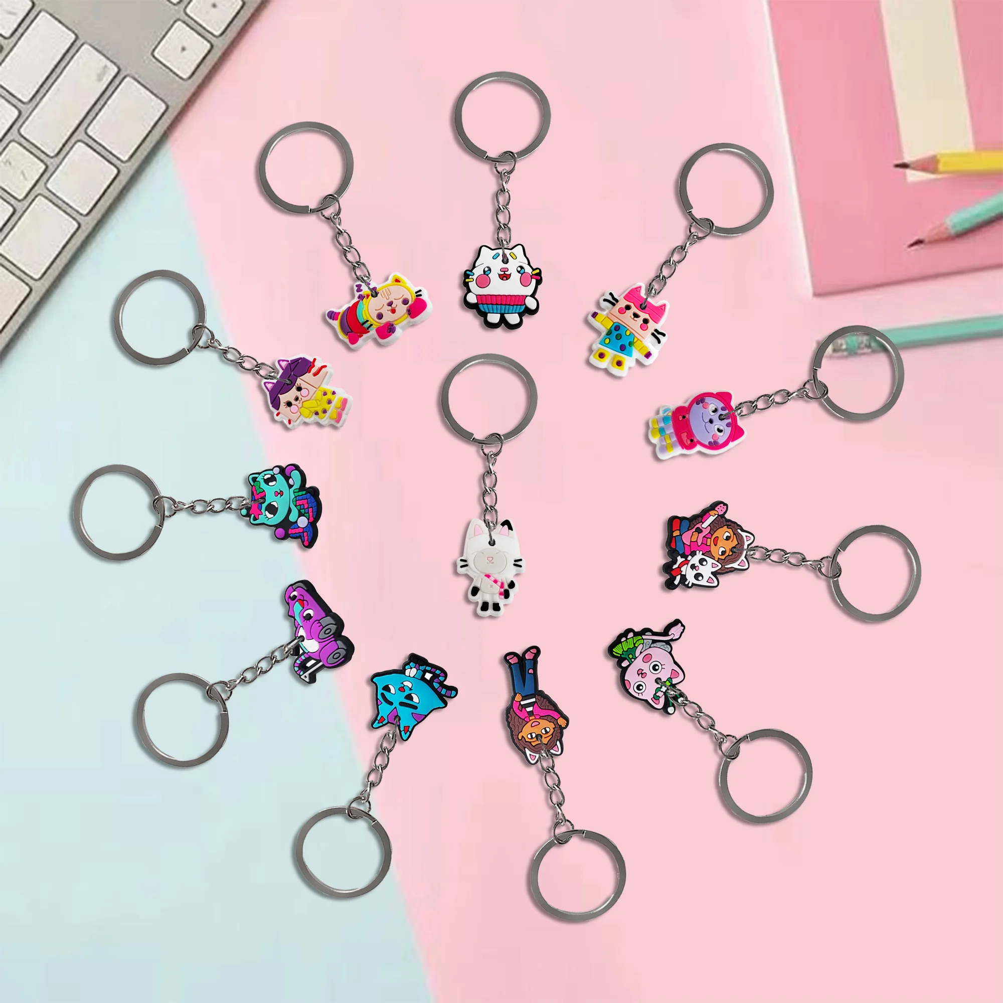 Gabby Dollhouse chats porte-clés pour enfants chats fournitures de fête remplisseurs de noël école carnaval récompense fête d'anniversaire décoration