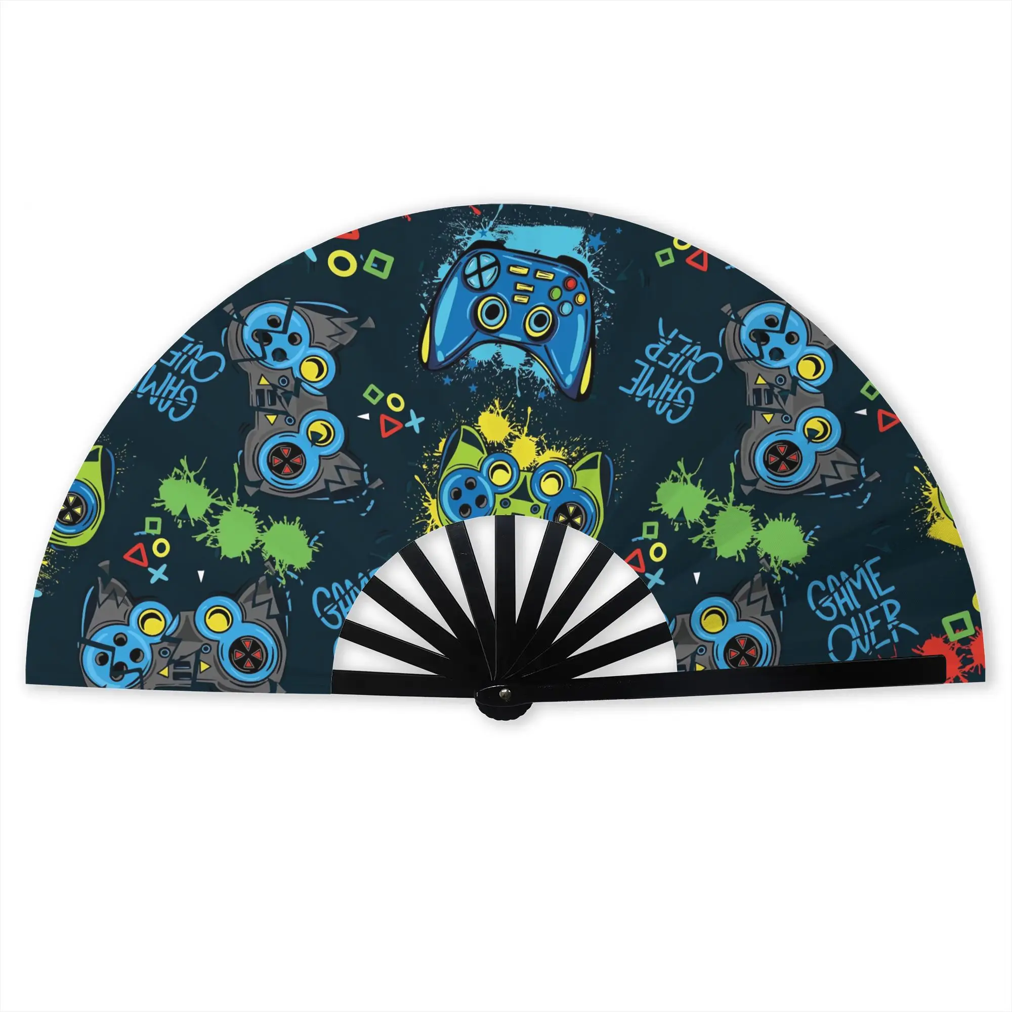Video Joystick Game Gamer Play Gaming  Portable Pocket Fan Outdoor  Folding Fan Chinese Dance Cooling Handheld Fans