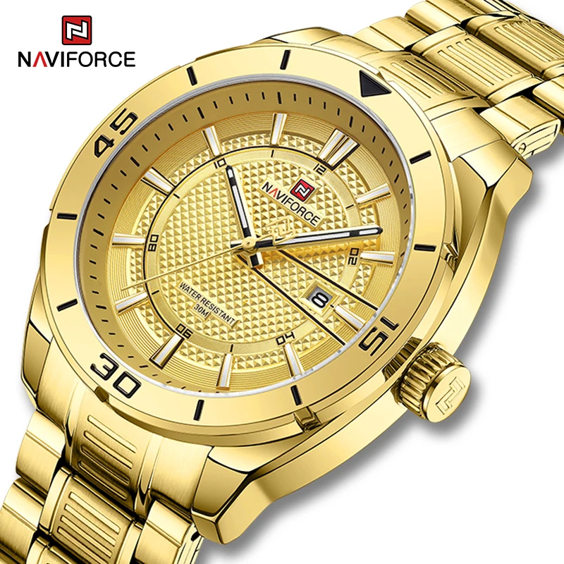 

NAVIFORCE Men Watch Top Brand Luxury Business Water Resistant Wristwatch Steel Strap Quartz Calendar Man Clock Relogio Masculino