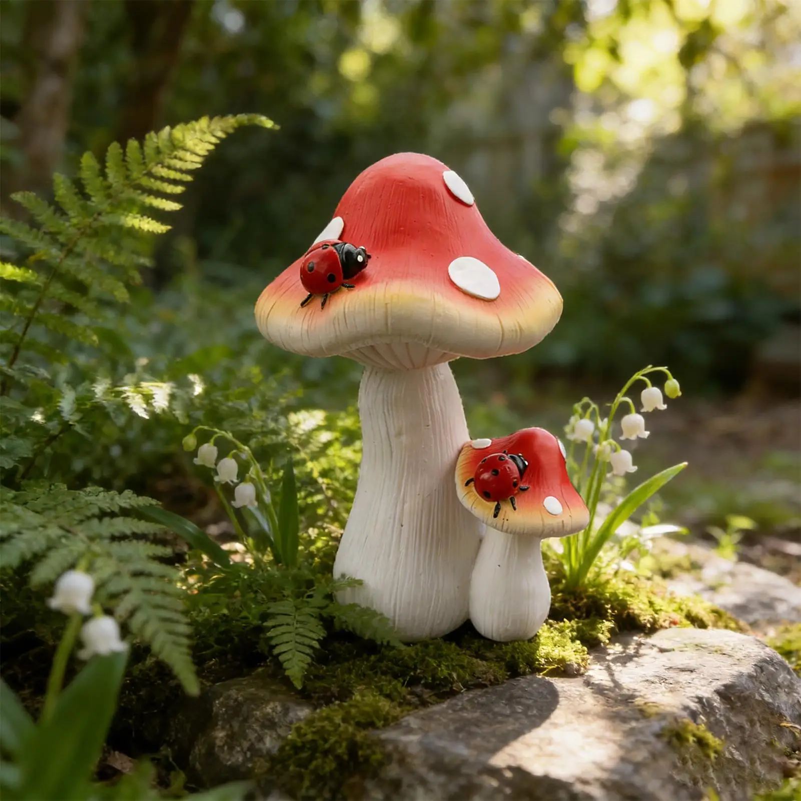 Realistic Garden Decor Resin Mushroom Models Delicate Compact Mushroom Figurines for Home Fish Tank Garden Decor Supplies