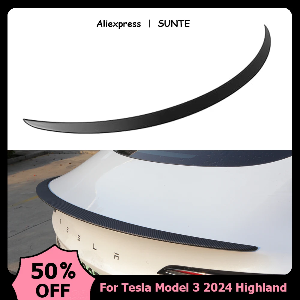 

SUNTE Car ABS Spoiler Carbon Fiber For Tesla New Model 3 2024 Highland Original High-performance Exterior Model3 Accessories