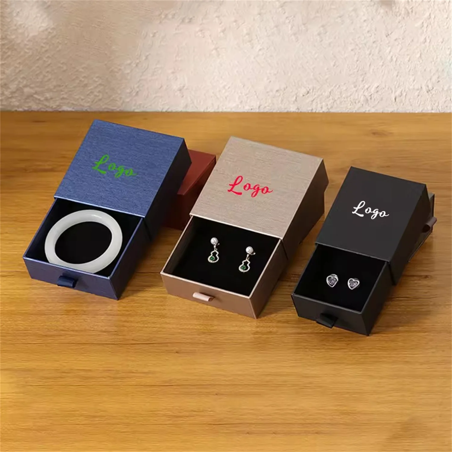 

24 упаковки, коробка для бумажного ящика для ювелирных изделий, индивидуальный логотип для колец, серег, браслета, кулона, ожерелья, упаковка, дорожный дисплей, органайзер, чехол