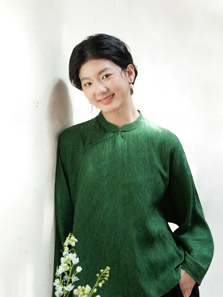 

New Le Collection Silk Cotton Gold Tead Embroidery Deep een Summer White New Chinese Sle Belted Long Sve Top