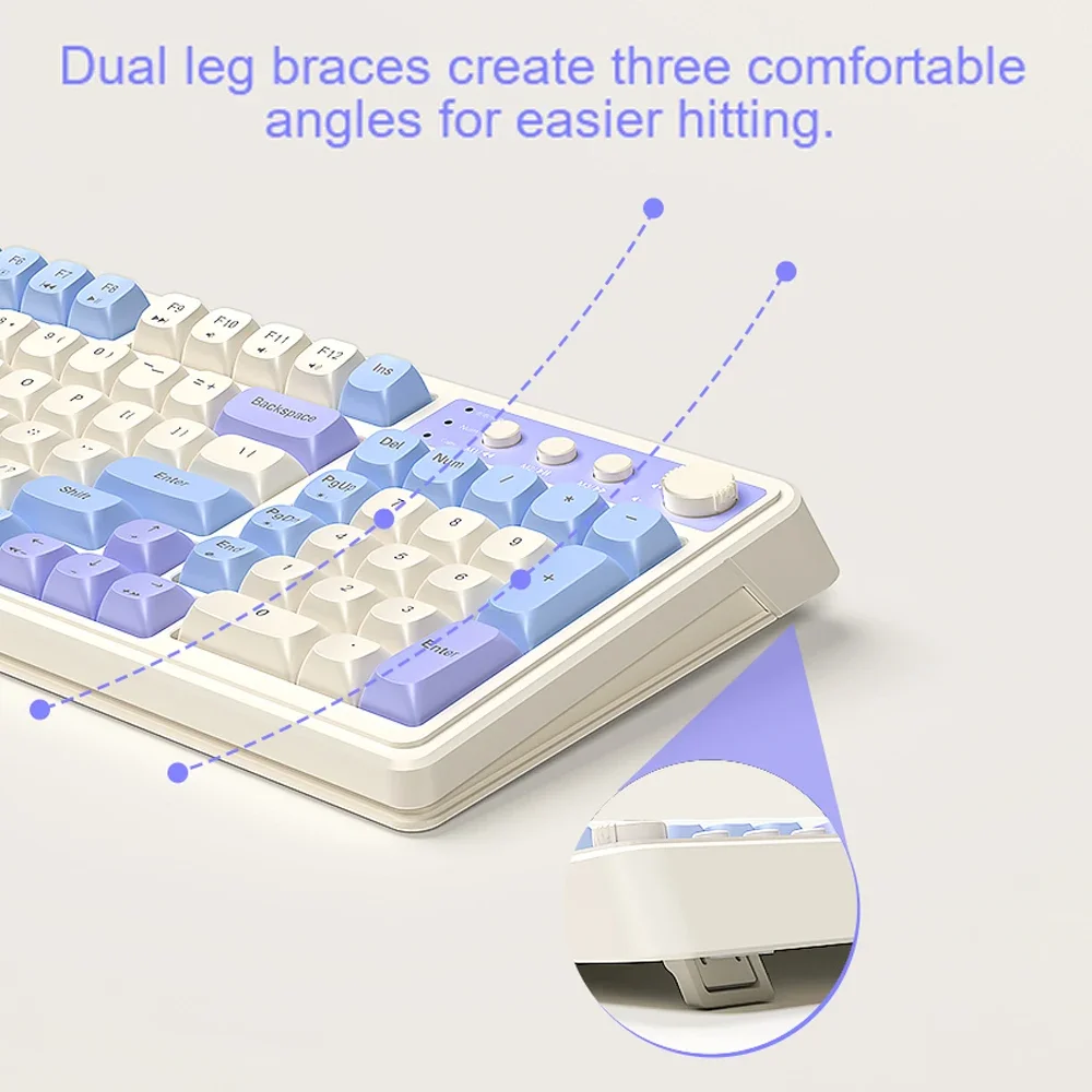 Imagem -05 - Aula-teclado para Jogos sem Fio Bluetooth Três Modos com Fio Rgb Gamer Teclados Escritório Mudo 99keys Jogos Esport