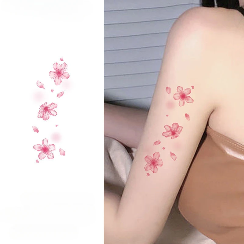 Rosa Blume temporäre Tattoos romantische Sakura Fake Tattoo für Frauen Arm Kunst wasserdichte Tattoo Aufkleber Cartoon Blumen Tatto