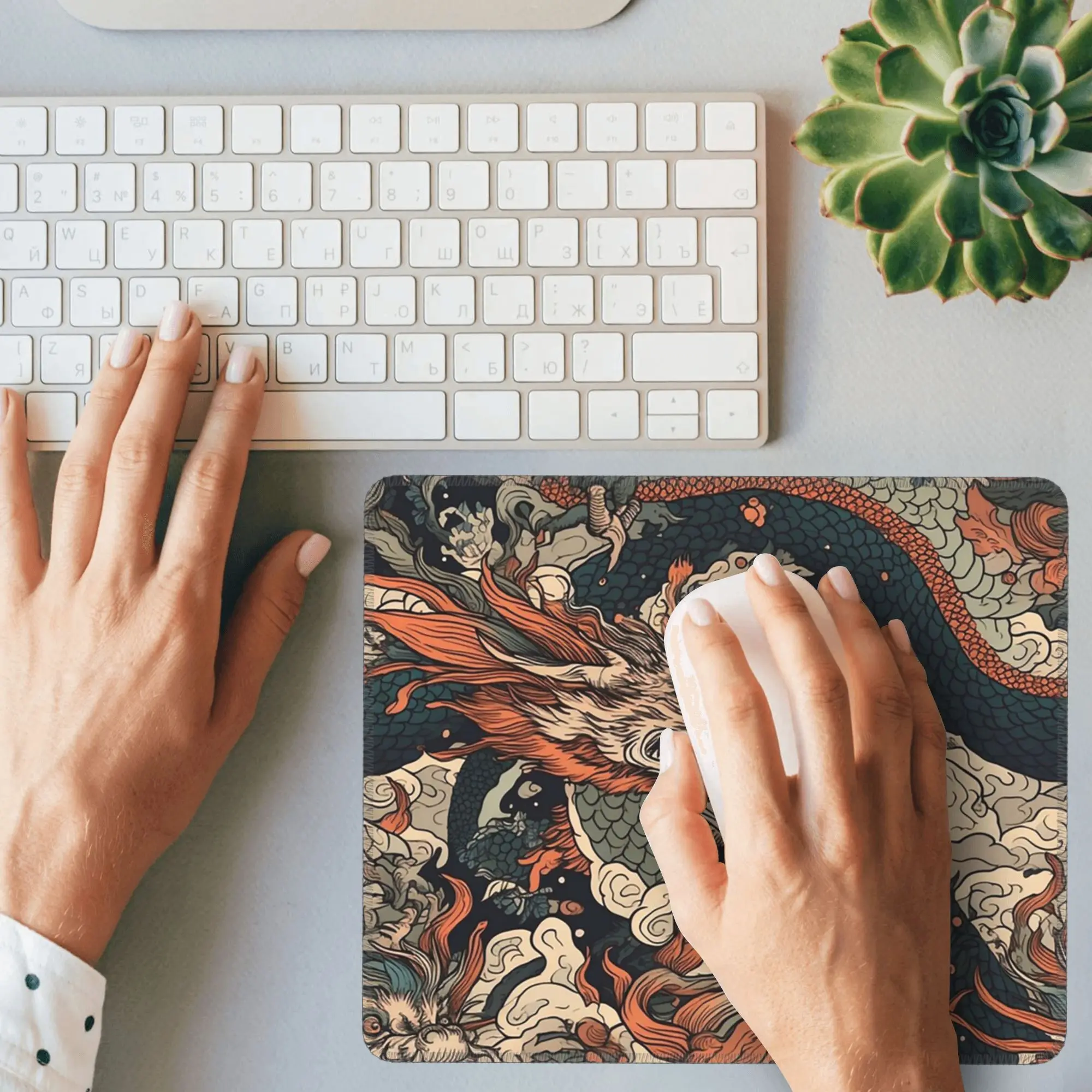 ドラゴンパターンシームレスマウスパッドコンピュータキーボードマウスマットゲーム PC ラップトップデスクマットオフィスアクセサリーテーブルマット