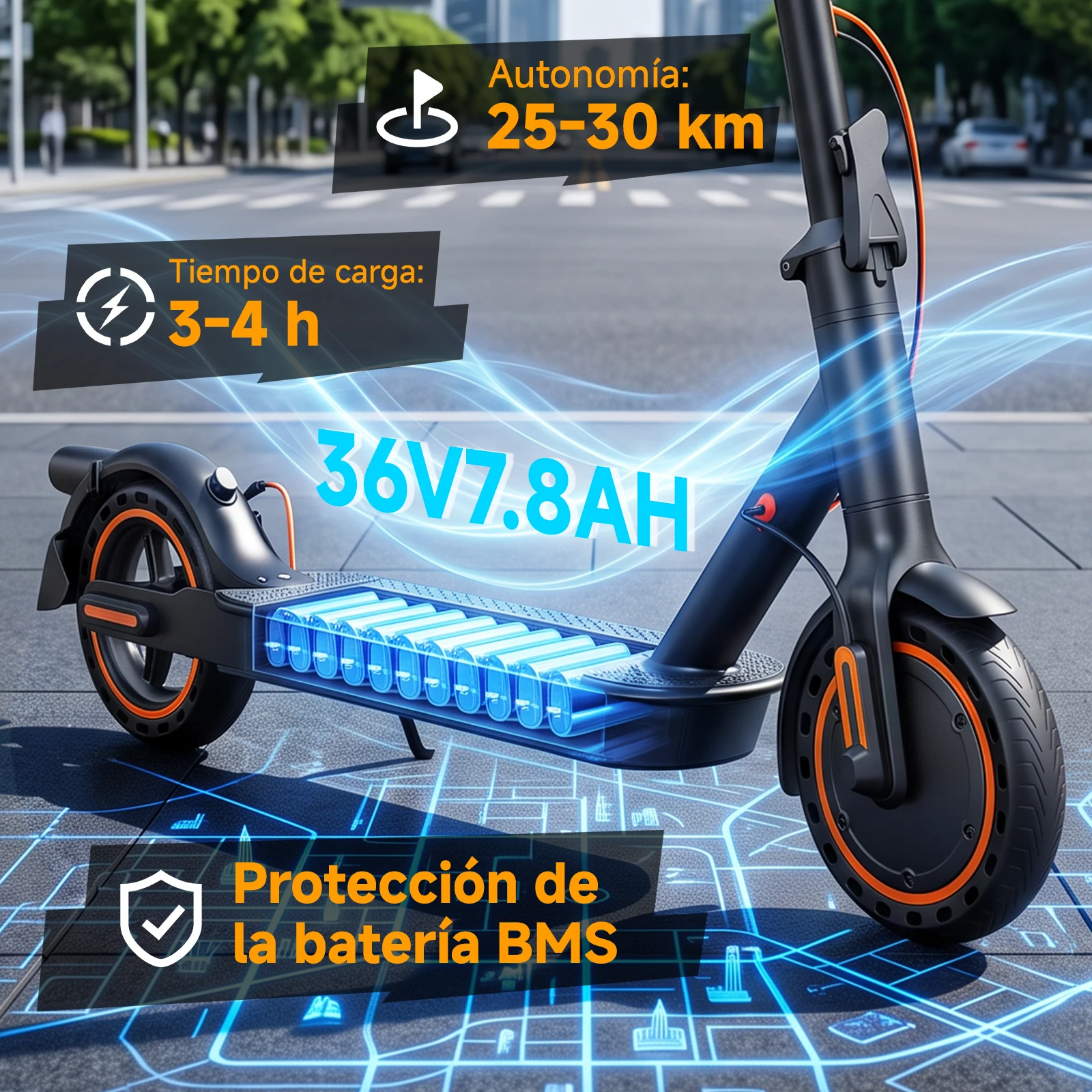 TODIMART T3: patinete eléctrico para adultos, con una autonomía de 25 a 30 km, velocidad máxima de 24,99 km/h, diseño plegable, control mediante aplicación, neumáticos sólidos de 8,5 pulgadas con estructura de panal y doble sistema de frenos. Patinete eléctrico para adultos, ideal para desplazamientos urbanos.