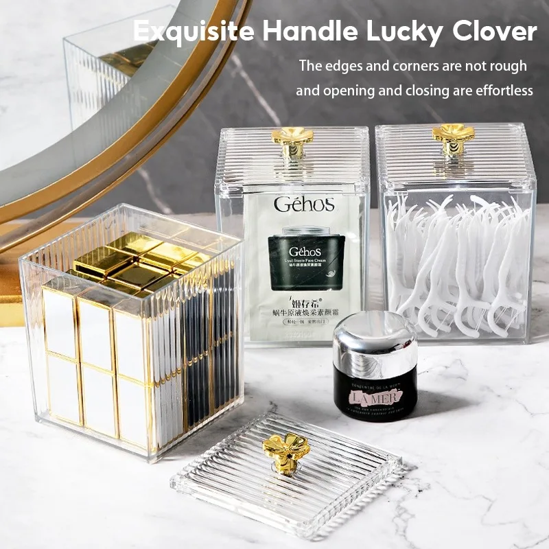 

Transparent Cotton Swabs Storage Box With Lid Make Up Powder Puff Organizer Multifunction Makeup Organizers Cosmetics StorageBox