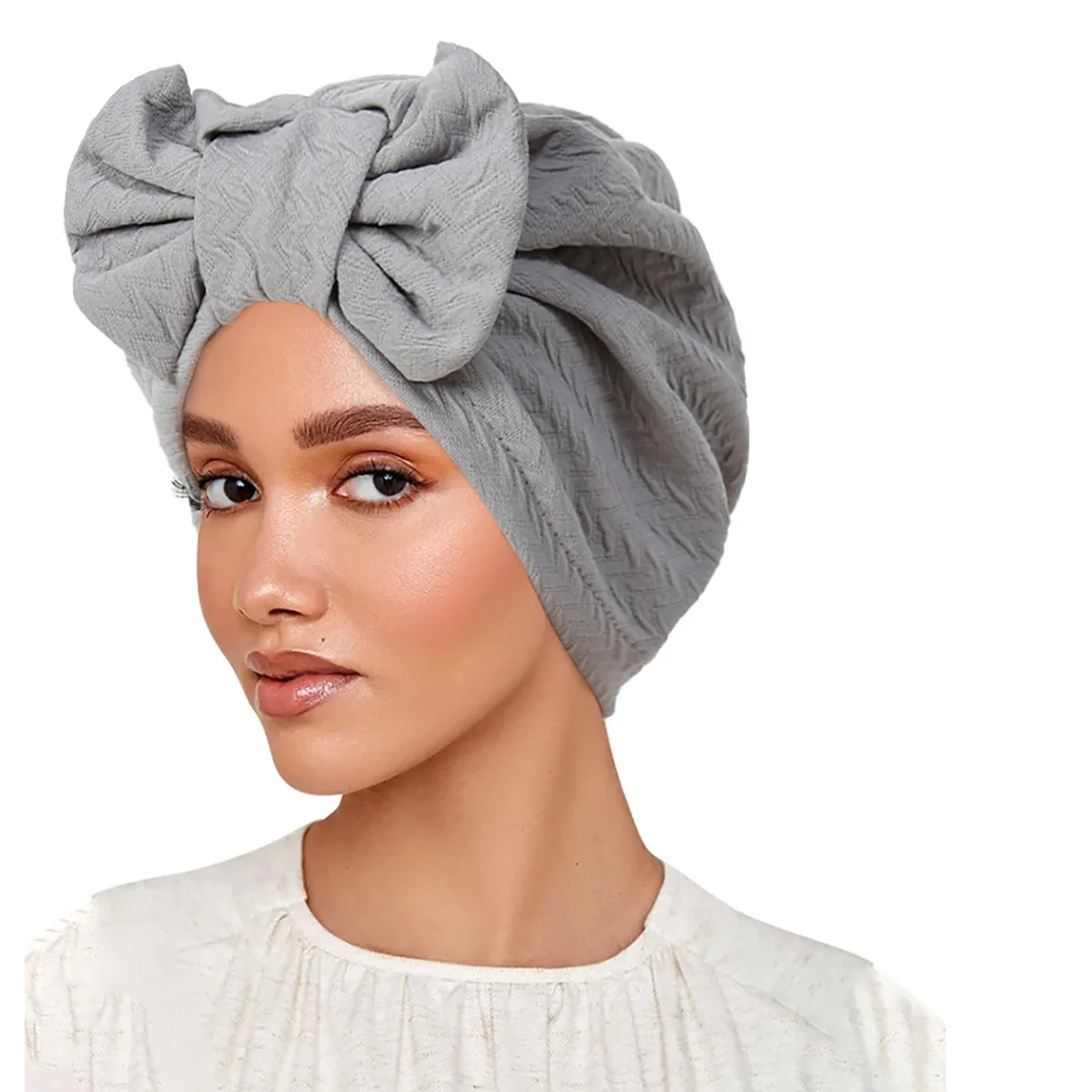 Detachable Bow Turban Indian Hat Women Cancer Chemo Cap Muslim Hijab Beanies Bonnet Hair Loss Headscarf Head Wrap Turbante Mujer