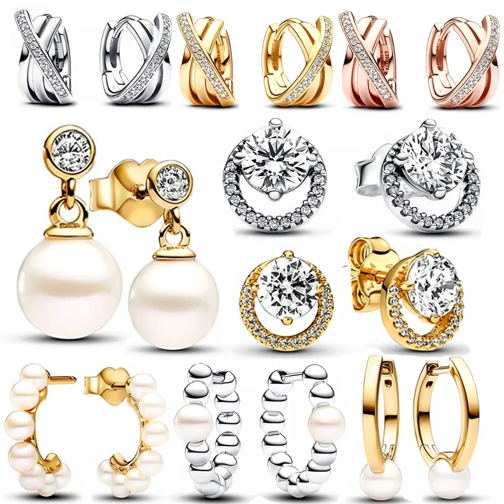 

Серебряные серьги 925 пробы — открытые серьги-кольца с жемчугом для женщин. Высококачественные изысканные ювелирные украшения в подарок.