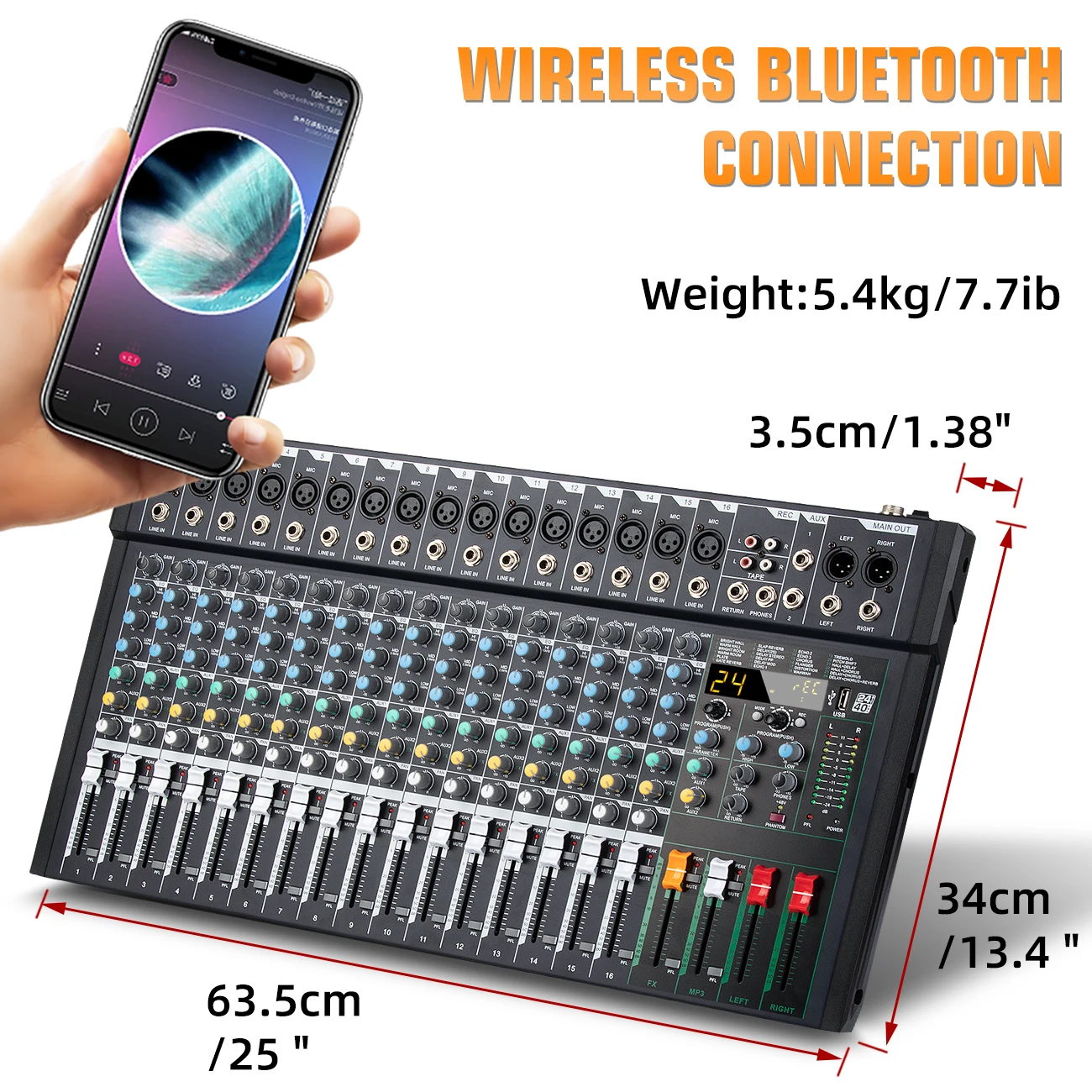 Depusheng 16 قناة المهنية Blueteeth خلاط رقمي DJ الموسيقى كاريوكي جهاز مزج الصوت وحدة التحكم ستيريو لتسجيل المرحلة