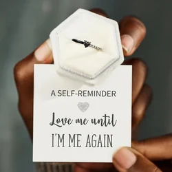 Love Me Until I'm Me Again Black Heart-Cut Half Enamel Ring With Gift Box and Card Fashion Women Girl Ring