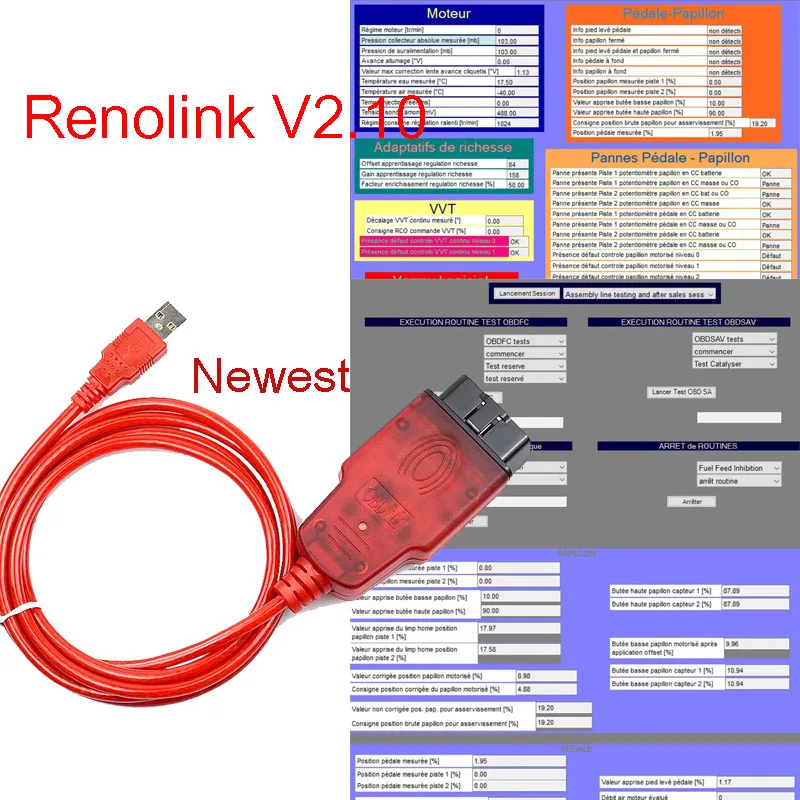 NEW For Renault Renolink V2.10  ECU Programmer Key Coding Air-bag Reset Upgrade Renolink 1.99 USB Diagnostic