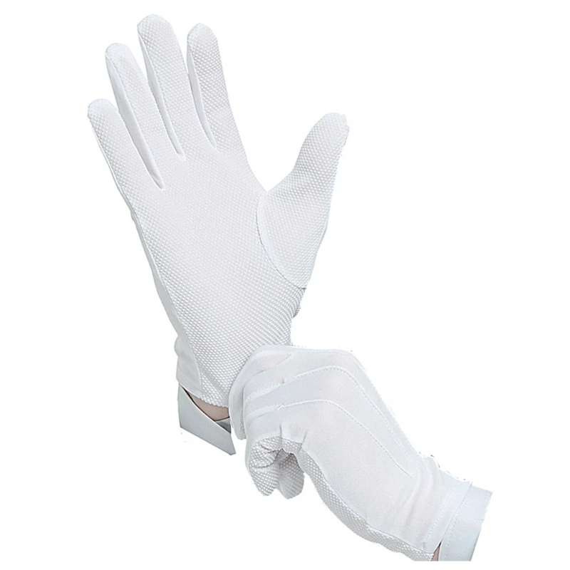 White Gloves With Nonslip Dotted Parades Gloves Marchings Band Etiquette Gloves For Jewelry Formal Event Men Women Unisex