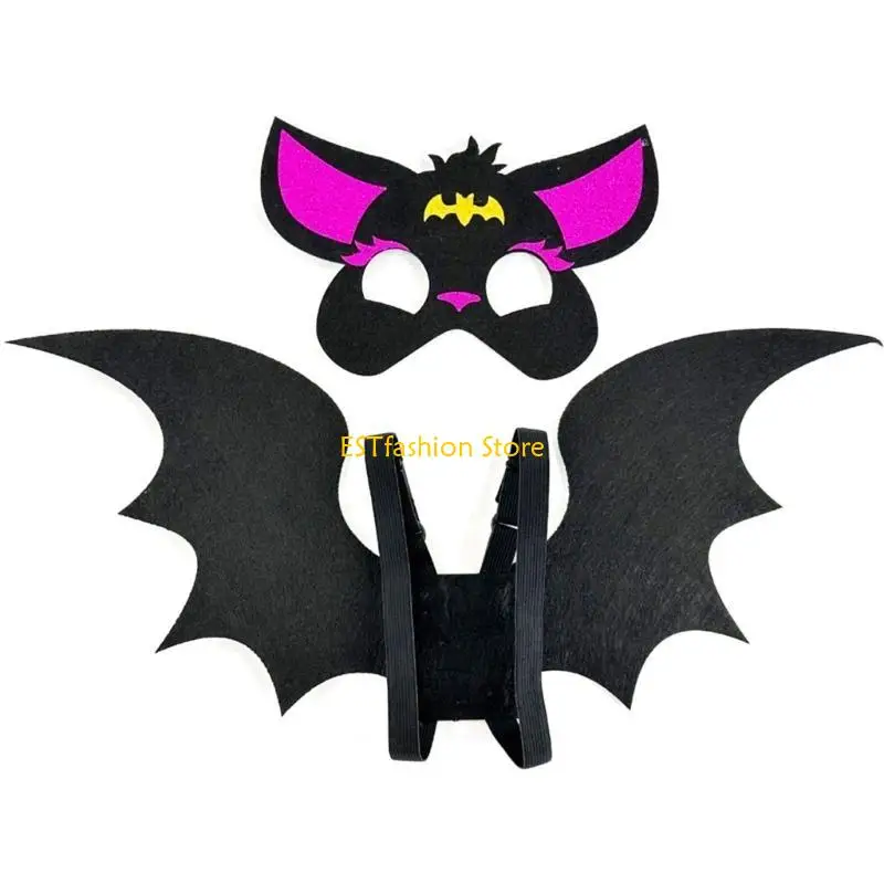 Y5GC Fledermaus-Kostüm-Set, Halloween-Fledermaus-Anzieh-Outfits, Zubehör für Erwachsene und Kinder, einschließlich und