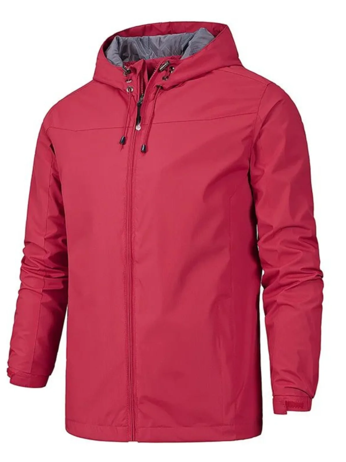 

Men's Casual Hooded Jaet Pure Color Leisure Spring Autumn Season Stand Fit Long Sve Coat Simple Basic Sle