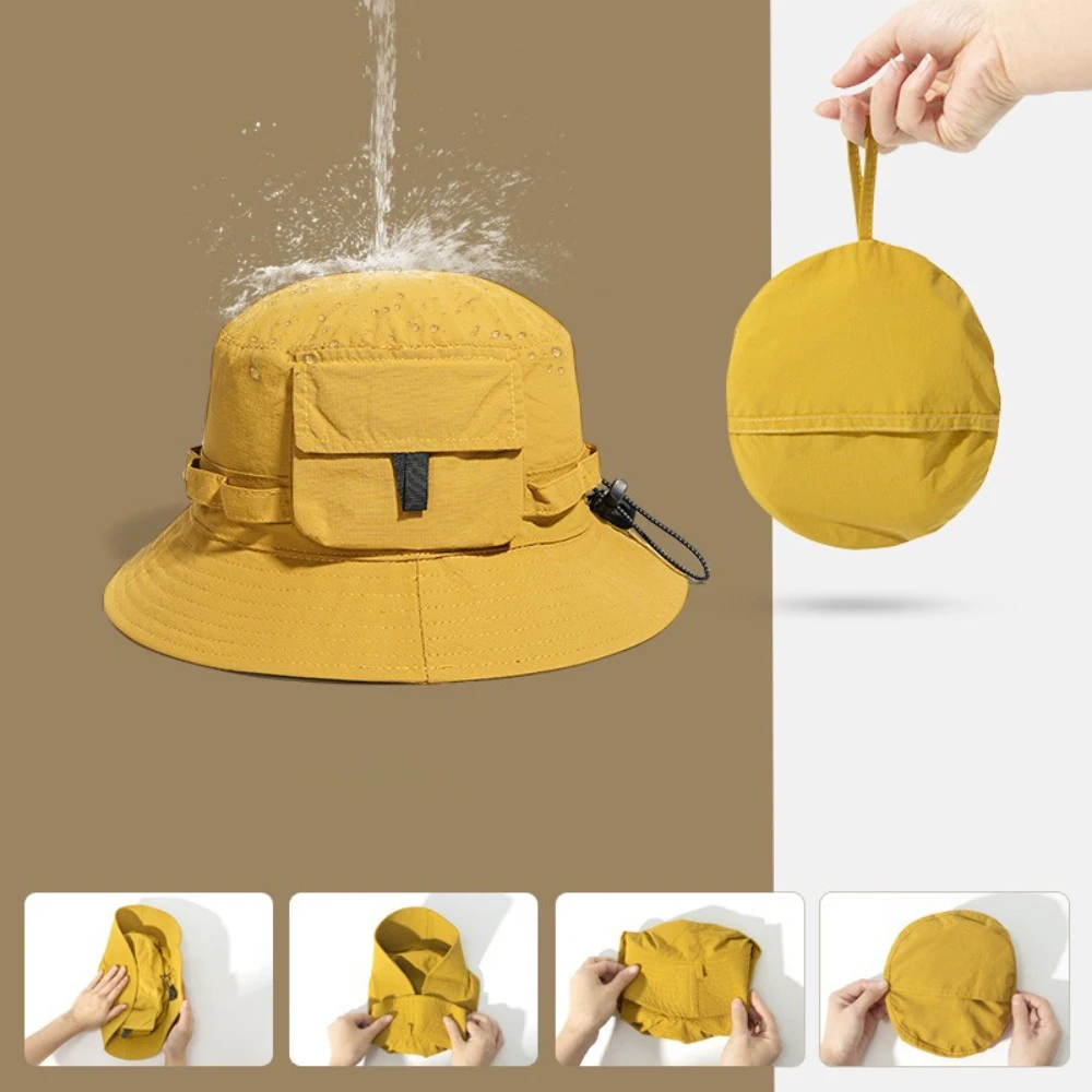 New Trendy Bucket Hat Anti-Sun Adjustable Sunscreen Hat Breathable Waterproof Fisherman Hat Summer