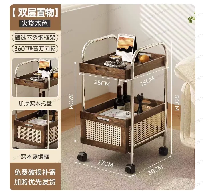 

Rolling Utility Cart Trolley Home Decoration Double-Layer Rack Snack Basin Rack Floor-Standing Grocery Cart Kitchen Cart