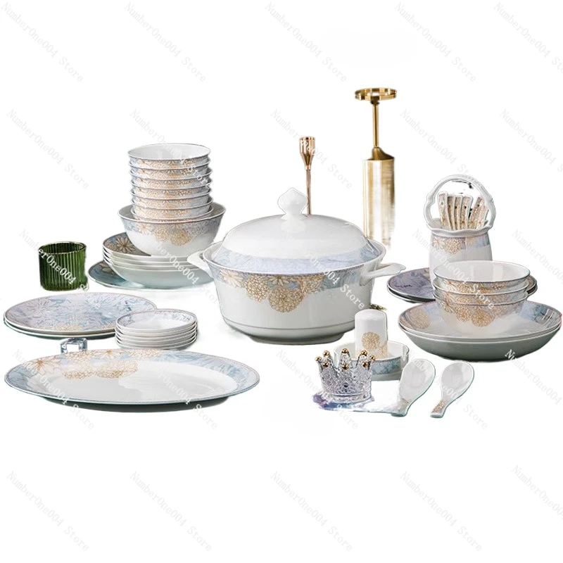 

Applicable to Porcelain ceramic tableware set household simple bowl dish set bowl dish dish chopsticks combination gift