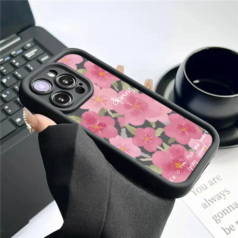 مشهد الربيع آيفون 11 12 13 14 15 16PRO MAX PLUS تغطية كاملة للعدسات منع السقوط حافظة هاتف من البولي يوريثان #3