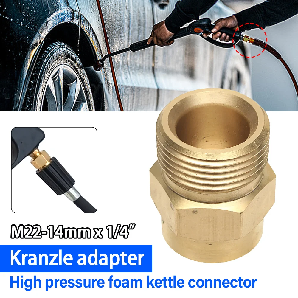 Adaptador de arandela de latón M22, adaptador de lanza de espuma, acoplador 1/4 F - M22 para herramientas de agua de alta presión Kranzle