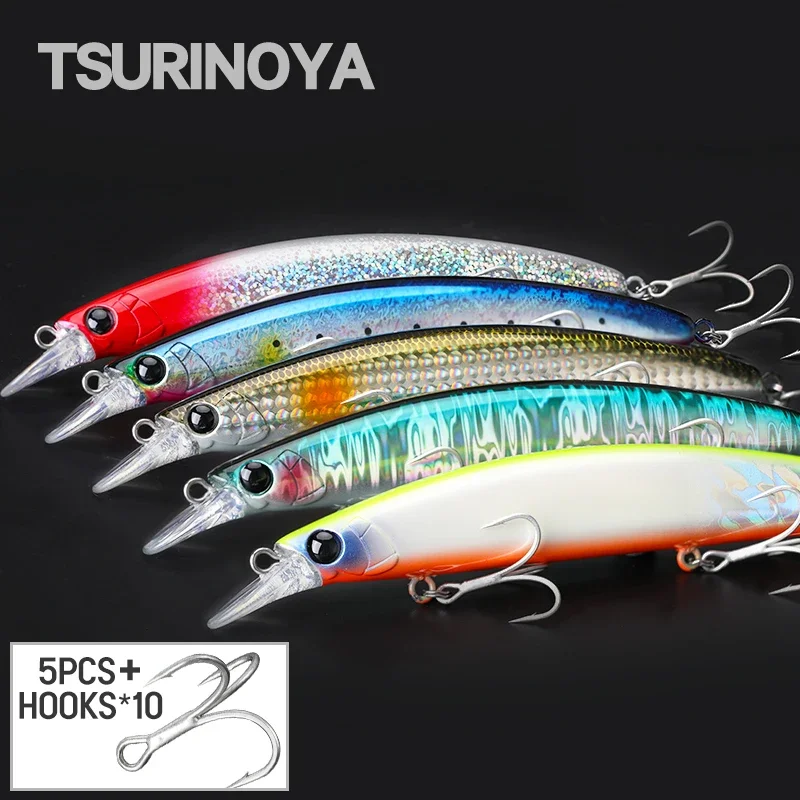 

TSURINOYA 130mm 23g Fishing Lures Minnow TWINKLE 130F Professional Crankbait Kit 5pcs Fishing Bait Novices Suitable Add Lure Box