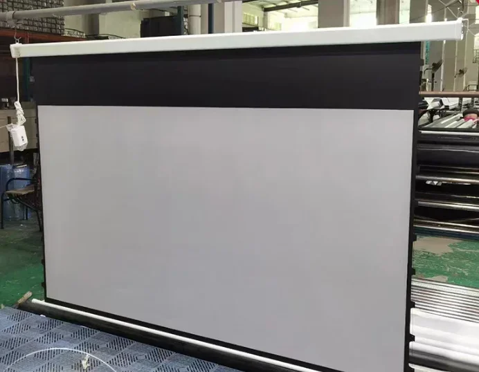 

Y-150" High quality Electric Motorized Tab tension Screen Indoor TV 4K UHD Gray Soft Customized Size Recessed Screen