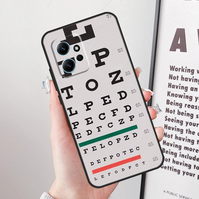 Vision Test Chart Funda For Xiaomi Redmi 12C 9A 9C 9T 10A 10C Redmi Note 10 8 9 11 12 Pro 9S 10S 11S 12S Case