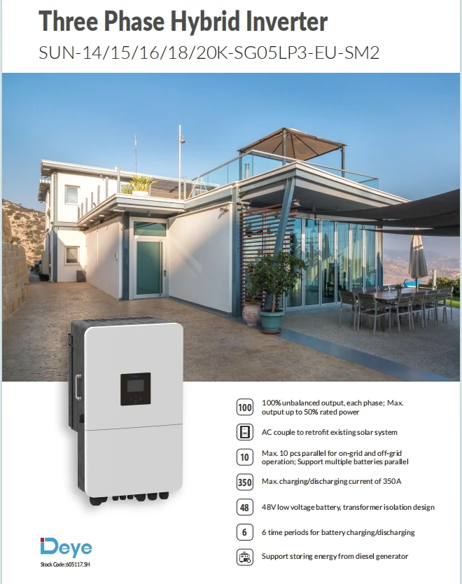 Deye New Hybrid Inverter SUN-14/15/16/18/20K-SG05LP3-EU-SM2 Solar Inverter for Home Use