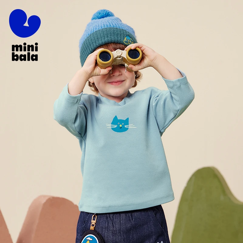 

Mini Bala Baby Long Sleeve T-Shirt 2025 Winter New Collaboration Semi High Neck Base Layer