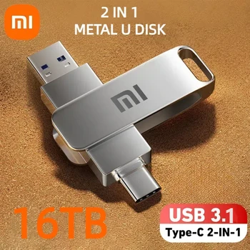 샤오미 오리지널 USB 플래시 드라이브, 금속 고속 펜 드라이브, 8TB 방수 C타입 펜드라이브, 컴퓨터 저장 장치, 16TB, 3.1