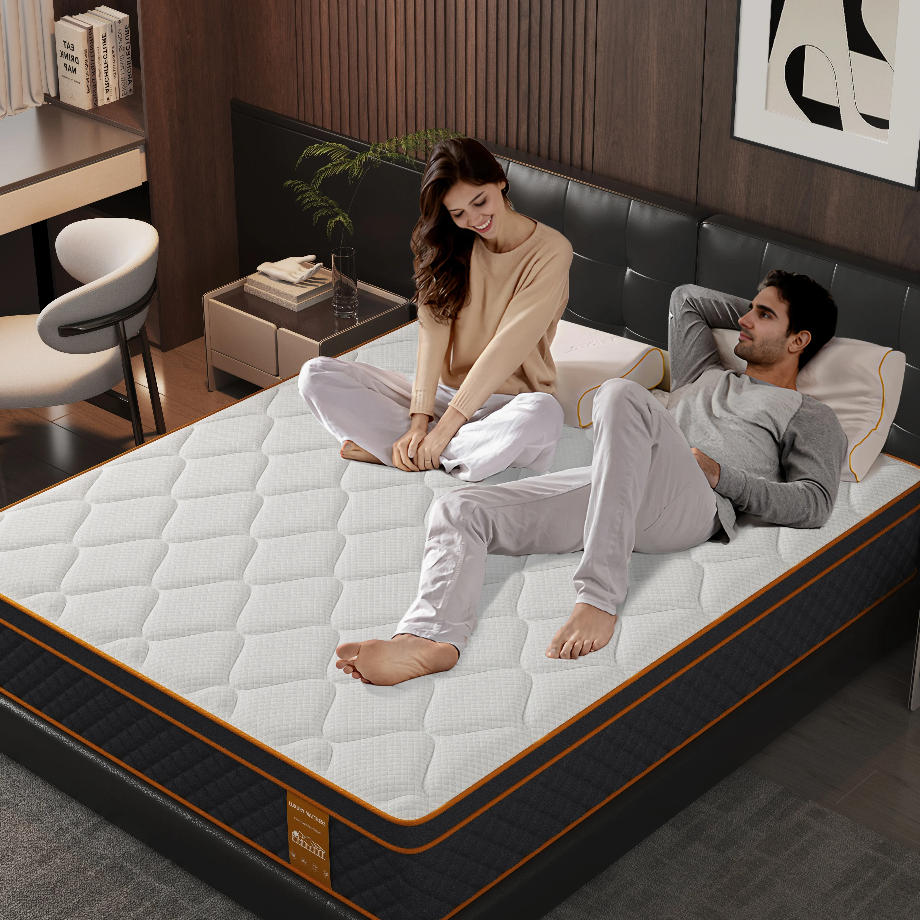 SKSBTF 180 x 200 x 25 cm Taschenfederkernmatratze, Memory-Schaum-Bettmatratzen, geräuschlose Zoned-Stütz-Schlafmatten für Paare, Doppelbett