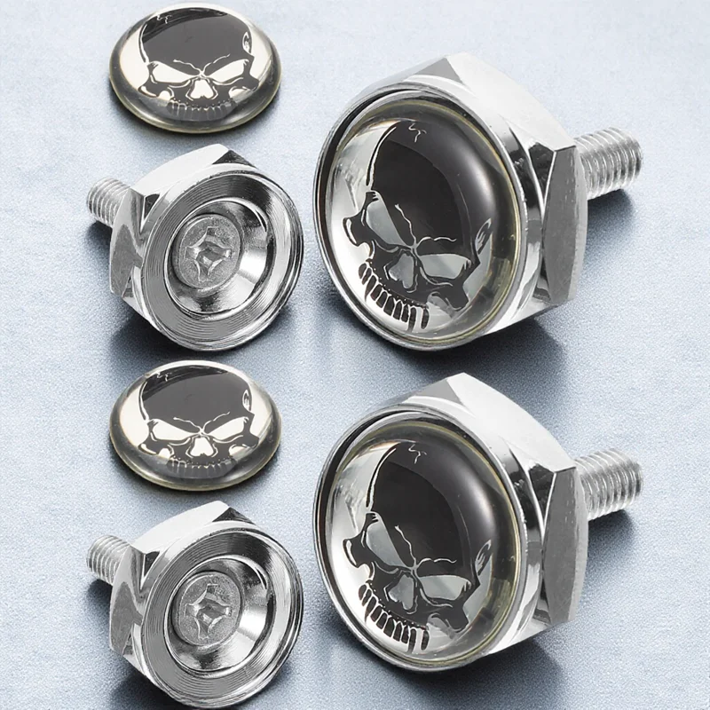 

1 set 1 Set Car License Plate Mounting Kit Skull Design Anti-Theft Fixed Seal Rubber Aluminum Alloy Screws License Plate Fixing