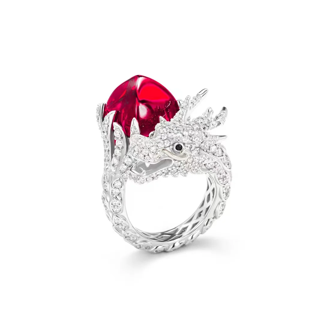 ZOCA 925 Sterling Silver Original Certified Ring for Women luxury woman ring Dragon Animal Ring Surgical steel rings