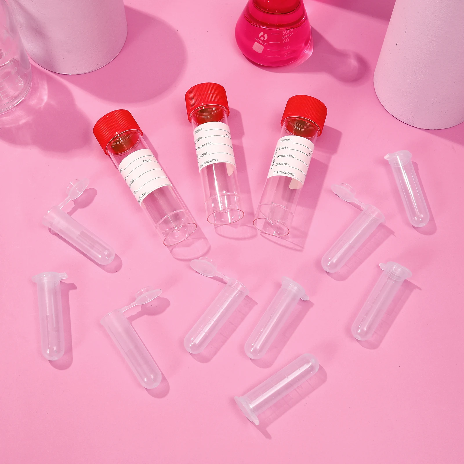 

205 Pcs Test Tube Set Container Clear Sample Bottle for Bulk Specimen Plastic Labs