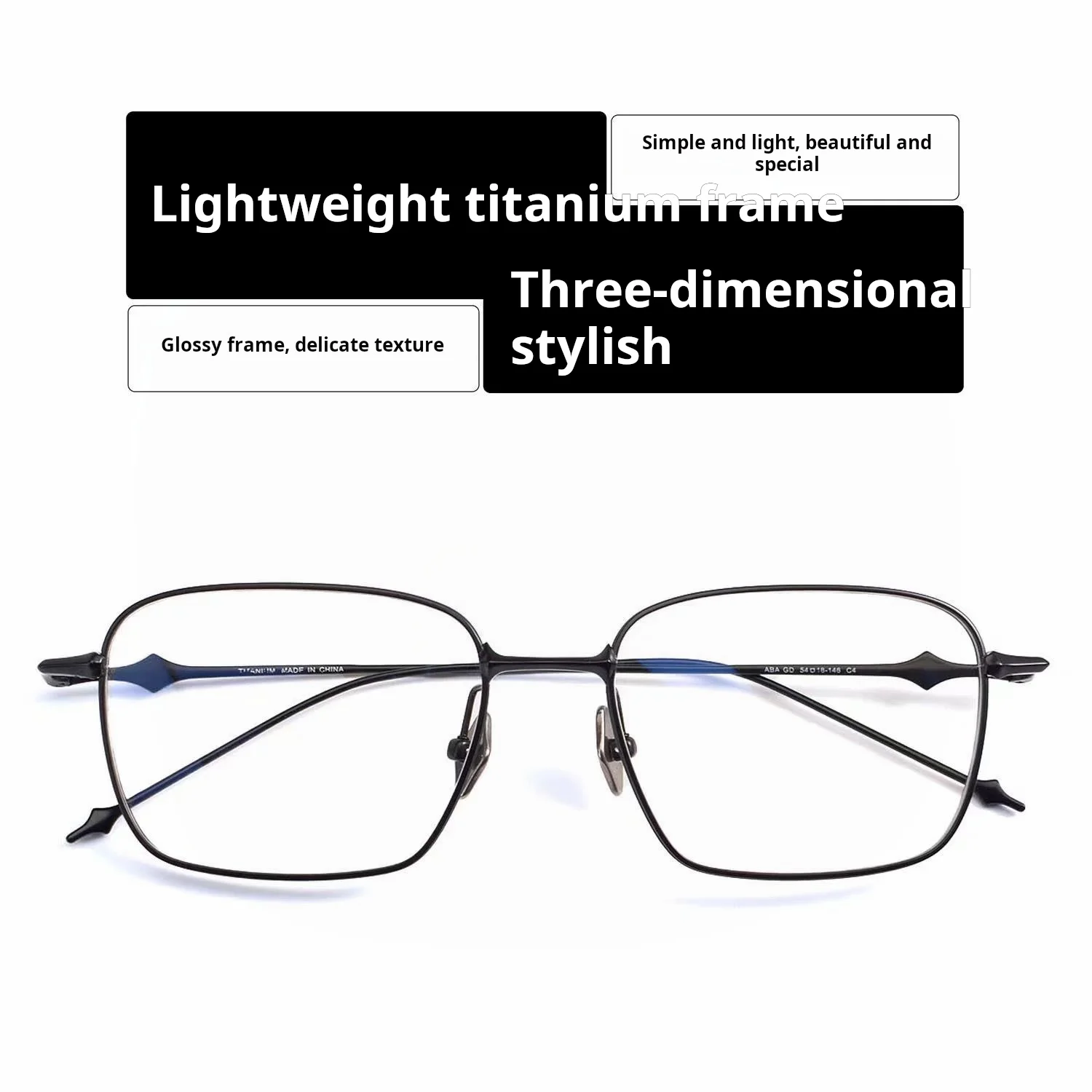 MOMOJA Retro Square Herren- und Damenbrille aus hochwertigem Titan, ultraleicht, modisch, personalisiert, Designer-Brillengestell AD702 – Detail 3