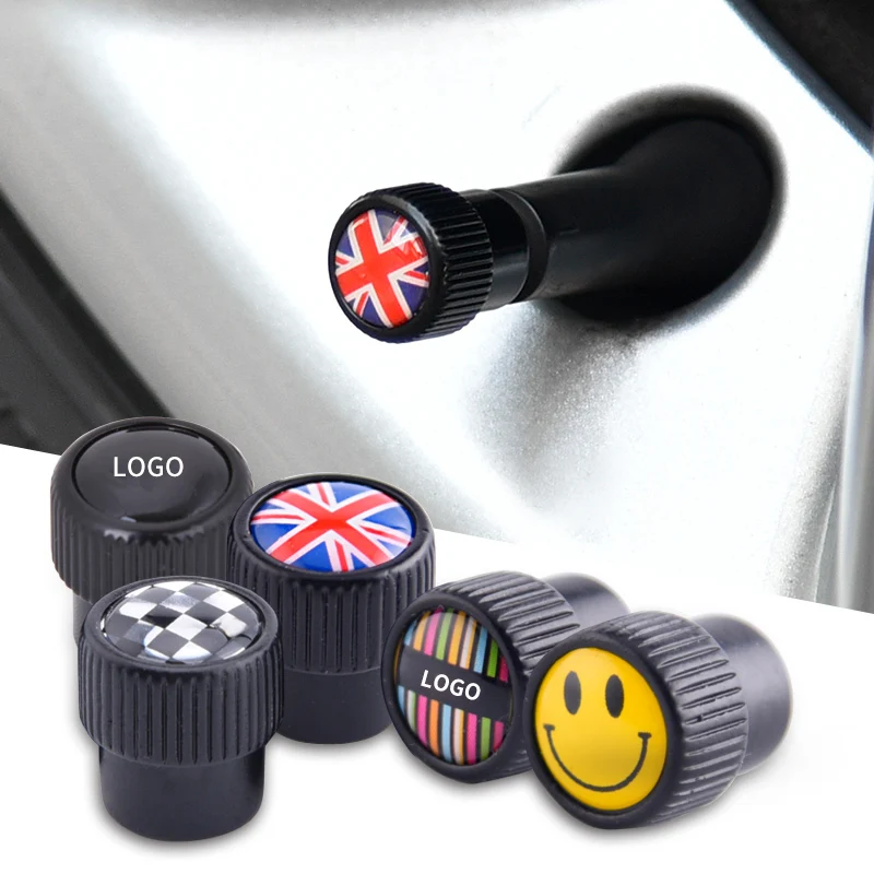 

4pcs Tire Valve Caps Zinc Alloy Car Wheel Tyre Hub Rim Stem Covers Airdust Waterproof Accessories For MINI COOPER Auto Styling