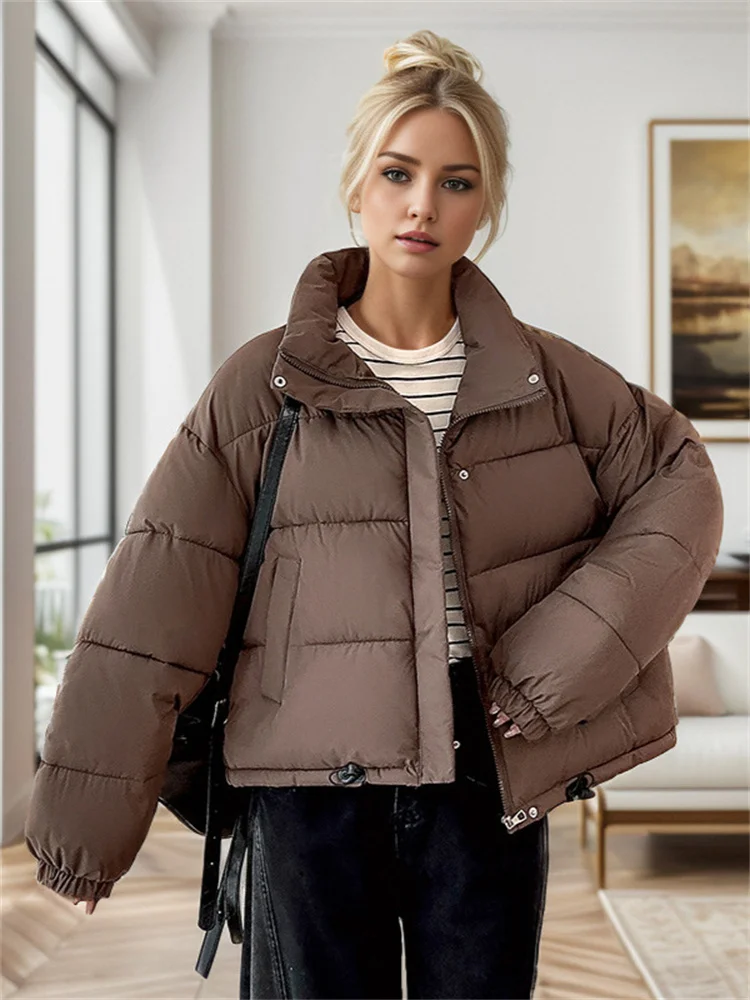 

Women's Down Jackets Short Winter 2024 New Style Stylish Solid Colors Thickened Stand Collar Loose Korean Version Cotton Jacket