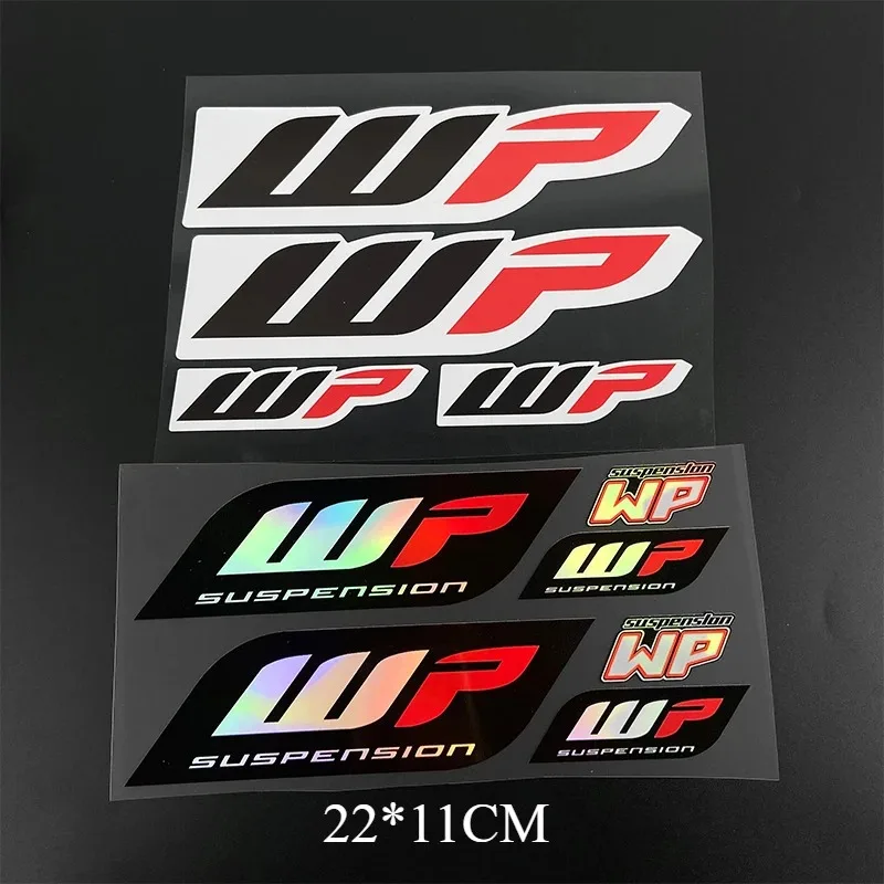 1 مجموعة ملصقات للدراجات النارية موتوكروس الجبهة الشوك Wp لامتصاص الصدمات شعار رائع تعليق دائم شارات الفينيل الديكور