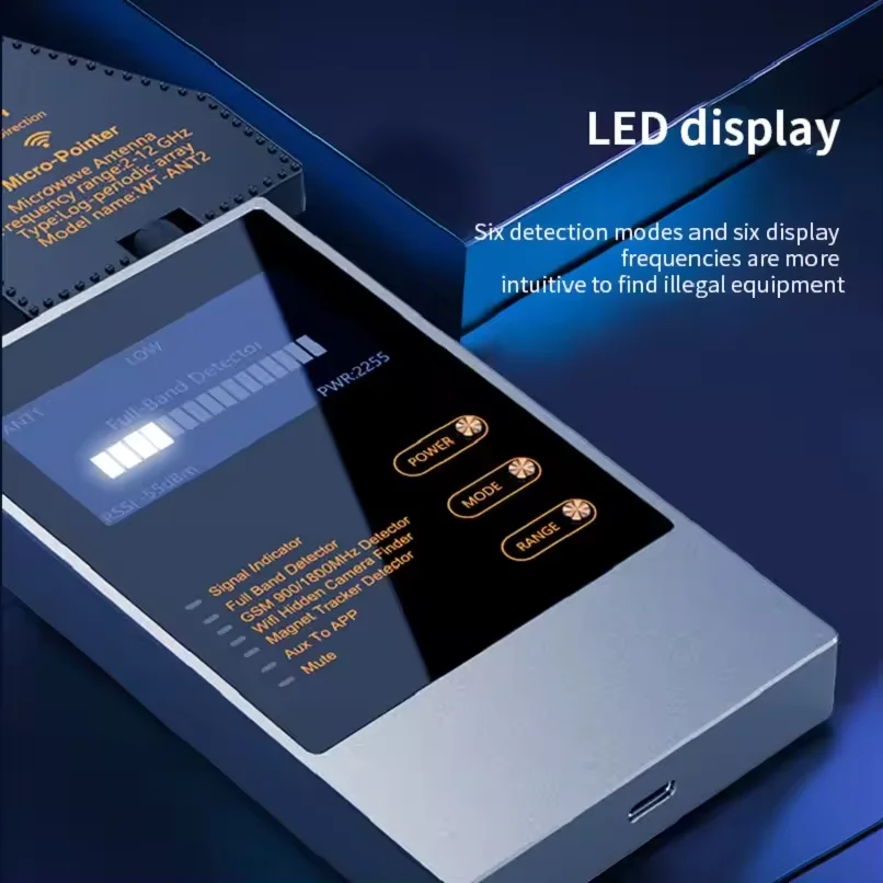 Latest WT 10 RF Detector Anti-Spy Bug Signal Detector GSM, Global Positioning System Tracker and Hidden Camera Scanner
