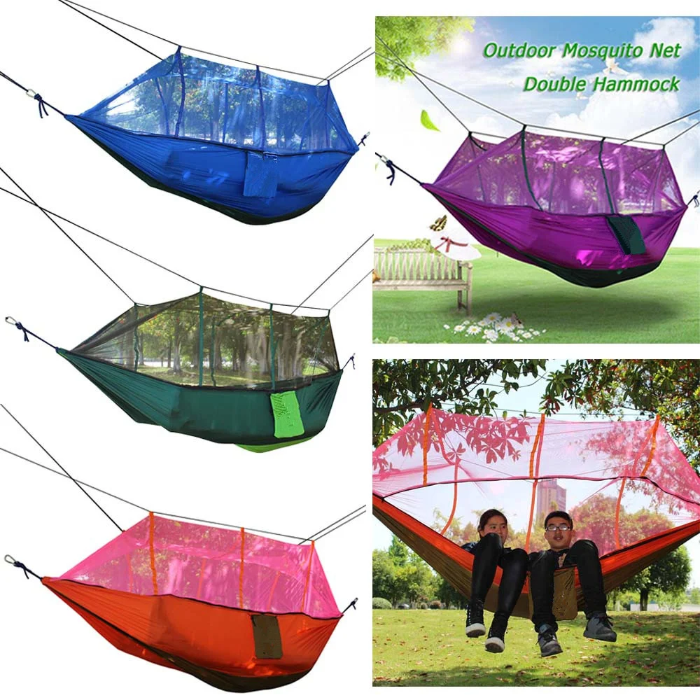 2.6*1.4m 2 Person Outdoor Camping High Strength Nylon Parachute Hanging Bed With Mosquito Net Anti Sleeping Bag Hammock