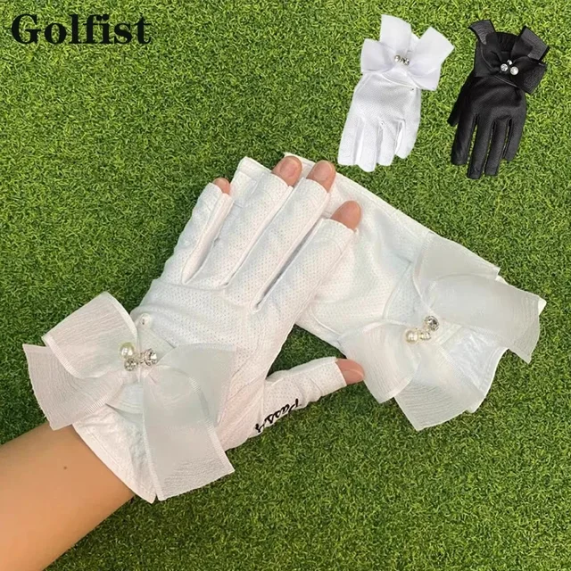Gofista 1-parowe rękawiczki golfowe Damskie lewe i prawe dłonie Antypoślizgowe rękawiczki sportowe z kokardką Eleganckie, damskie, oddychające rękawiczki
