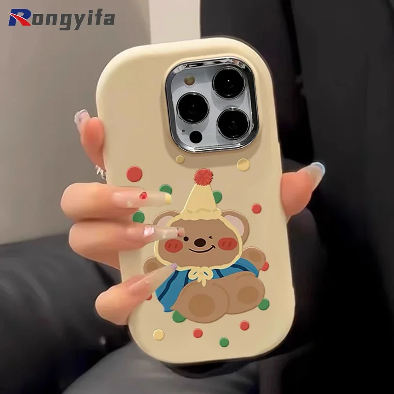 For Vivo Y03 Y18 Y18E Y17S Y28 Y02 Y200E Y200i Y01 Y15S Y21S Y21A Y21T Y21G Y33S Y50 Y30i Phone Case Blushing Teddy Bear Cover