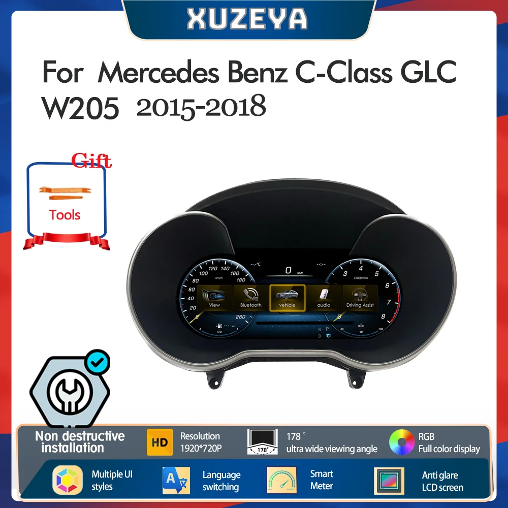 LCD Digital Dashboard Cluster For Mercedes Benz C/GLC W205/X253 15-18ys Auto Instrument Paneel Cockpit Speedme